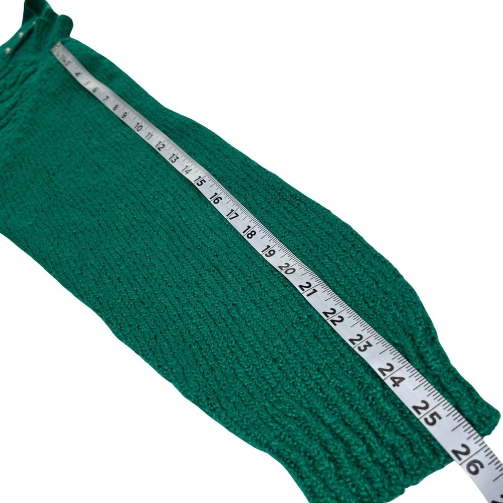 Vintage Cable Knit Sweater Faux Pearl Tall Collar Miranda Emerald Green Medium M - Picture 14 of 17